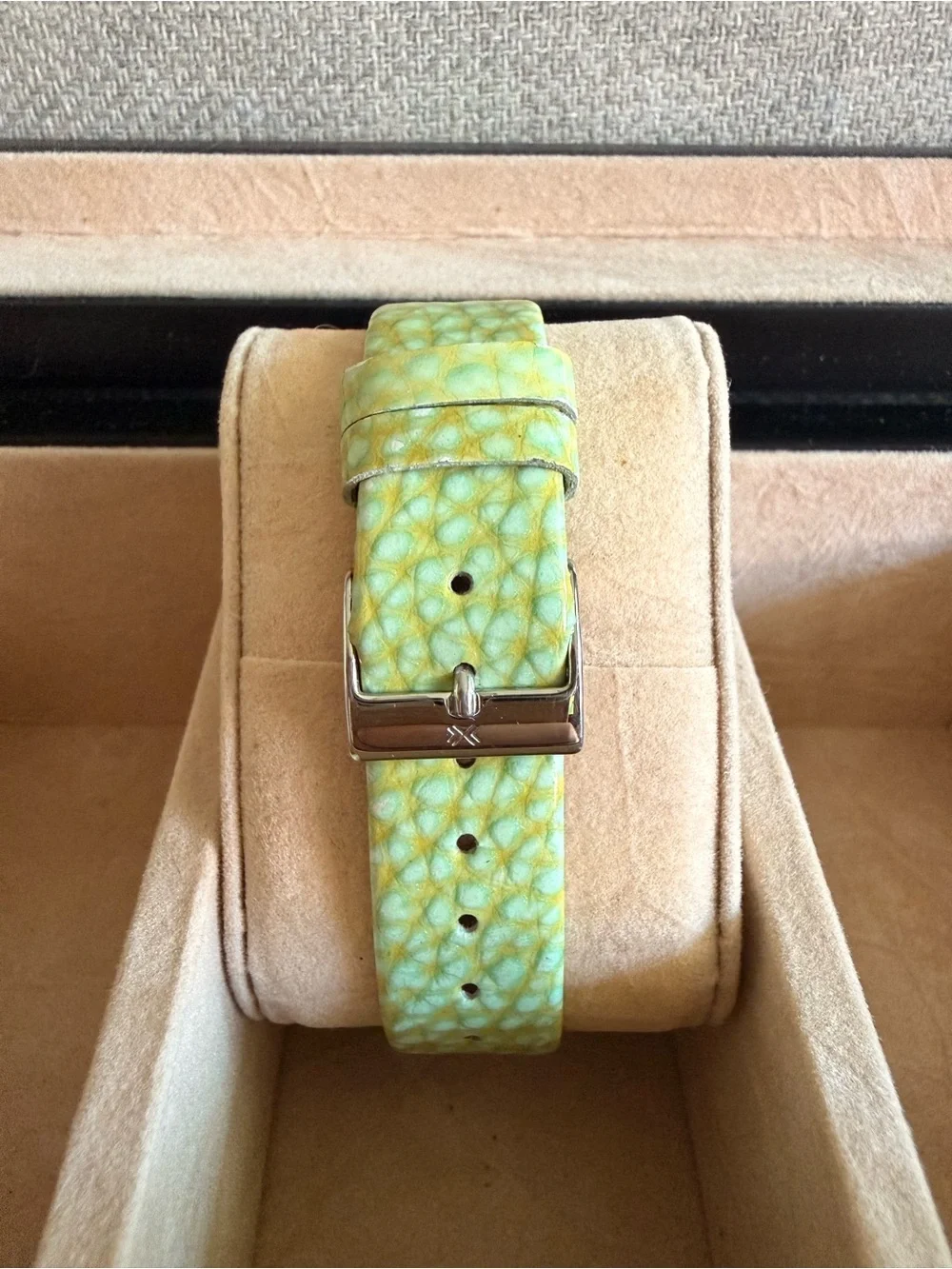 Skagen Women's Mint Green Textured Leather Strap Watch with Mother-of-Pearl Dial